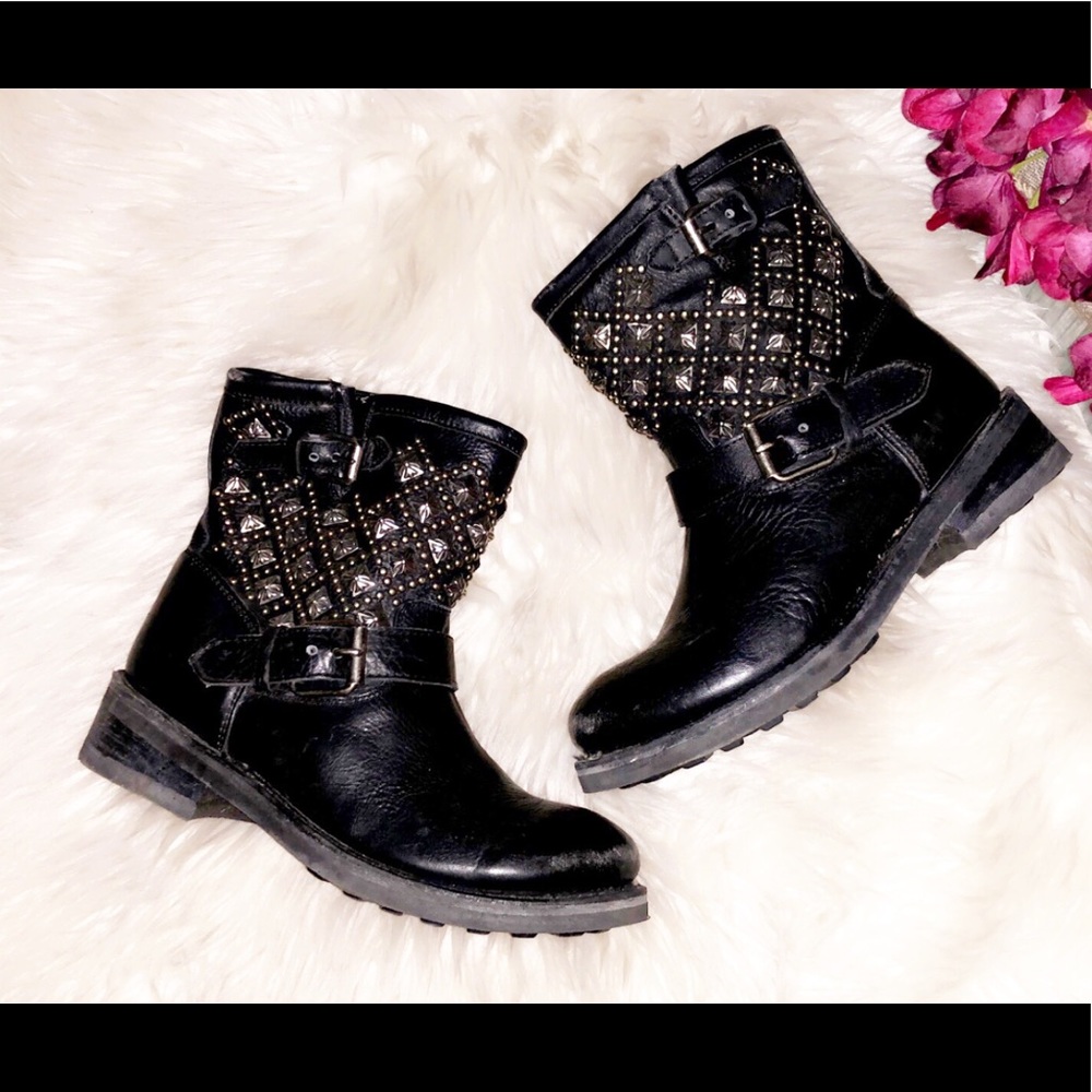 ASH Leather Stud Moto Boot
